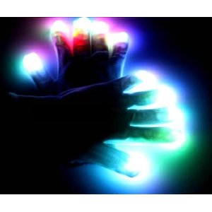 Raver Blacked Out Gloves RGB LED 7 Colors Light Show Gloves